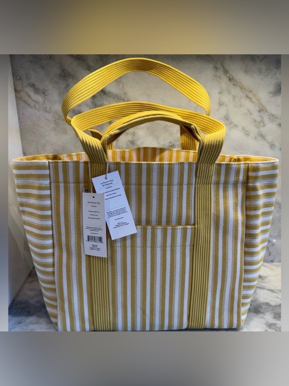 BÉIS Honey Stripe Vacation Tote RARE Travel Weekender Carry-On Beach Bag 💛💛💛